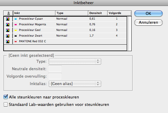 Instellingen Indesign